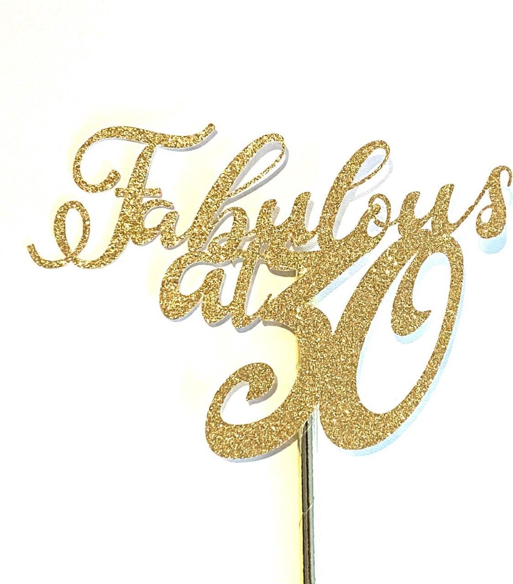 Taarttopper | Cake topper | Verjaardag | Fabulous 30|14 cm | Gloud glitter | karton papier